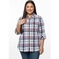 Sieh an! Klassische Bluse Karo-Bluse 3/4-Arm