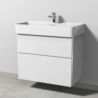 Sanipa 3way Waschtischunterbau zu Laufen VAL Waschtisch mit 2 Auszügen, Weiß-Soft BR82343