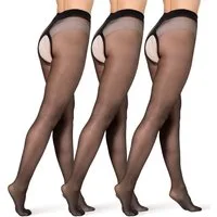 BANANALU Ouvert Strumpfhose Ouvert Strumpfhose mit offenem Schritt Große Öffnung Plus 20 DEN (3 St)