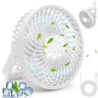 COZII Tischventilator Kompakter Ventilator mit LED Licht Festival Büro Outdoor Camping Reise, Leistungsstarker Akku geräuscharm 4 Stufen Standventilator USB-C