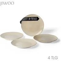 JIWOO Teller 4er Ø27,7cm, Speiseteller Steakteller Pastateller Dessertteller, (4 St), Keramik Hochwertiges Tellerset Braun Mikrowellenofen Spülmaschine