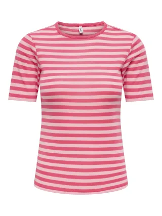 ONLY - ONLELLI S/S RIB TOP JRS Raspberry - Gr. - S