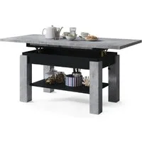 designimpex Couchtisch Couchtisch Astoria Beton Schwarz höhenverstellbar ausziehbar Esstisch, Funktionstisch, Wohnzimmertisch, Tisch, Esstisch, Sofatisch
