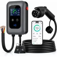 Tekoo Elektroauto-Ladestation Wallbox 11kW 16A Typ 2 mit 5m Kabel App RFID und Display, Wallbox 11kW / 16A, 3-phasig, Wallbox-Set, 11kW Wallbox mit 5m Ladekabel, RFID-Karten und Montagezubehör, 11kW, 16A, 5m Kabel, App, RFID, Farbdisplay