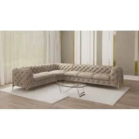 S-Style Möbel Ecksofa Ashley, Chesterfield mit Goldenen Metall Füßen, mit Wellenfederung