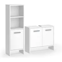 Vicco Badmöbel-Set Karli, Weiß, 2 Teile, (2-St., 2er Set)
