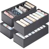 Sekey Aufbewahrungsbox Aufbewahrungsbox Set aus Vliesstoff – faltbarer Schubladen, 4 St, 19 × 40 × 11 cm, Organizer für Schrank und Kleiderschrank