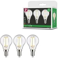 Paulmann LED-Leuchtmittel Eco-Line Filament 230V LED Tropfen E14 3er-Pack 525lm 2,5W 3000K Klar, E14, 3 St., Warmweiß