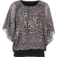 malito more than fashion Chiffonbluse malito Damen Bluse im Fledermaus Look, Tunika mit Rundhals und breite Bluse im Fledermaus Look Einheitsgröße