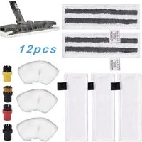 MOPUEA Reinigungsbürsten-Set 12 Stück Mikrofaser-Tuchset,Dampfreiniger Ersatztücher, (3 Mikrofaserbezüge 2 Schleiftücher 3 Düsenbezüge 4 Rundbürsten), Passendes Zubehör für Dampfreiniger EasyFix SC2 SC3 SC4 SC5