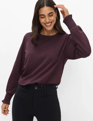 Brax Damen Langarmshirt Style CAITLIN L blackberry violet, dunkles lila, Gr. 44