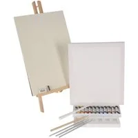 Spetebo Tischstaffelei Malset mit Tisch Staffelei - 34 Teile, inklusive Leinwand Malblock und Acrylfarben