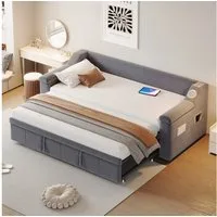 Flieks Daybett, Polsterbett Tagesbett 90/180x190cm mit Bluetooth USB Ausziehbett