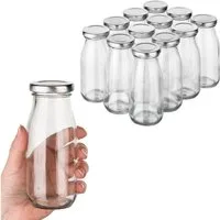 Flaschen-Fuchs Vorratsglas 12xMilchflasche 250ml-Glasflasche zum Befüllen mit Schraubverschluss, Glas, (12-tlg)
