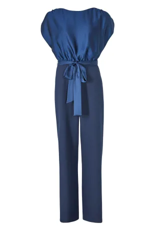 SWING - Jumpsuit aus Material-Mix navy - Gr. - 42