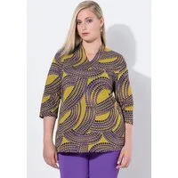 Ulla Popken T-Shirt Shirt Punkte Kelchkragen V-Ausschnitt 3/4-Arm