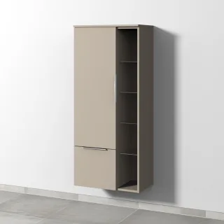 Sanipa 3way Stauraumschrank mit 1 Tür, 1 Auszug und offenen Fächern, Sandgrau-Matt UF18267