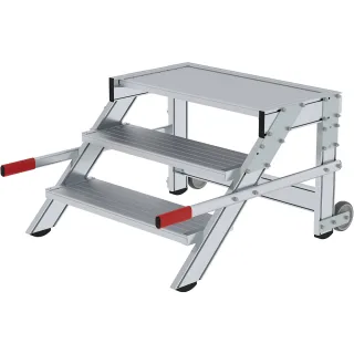 Munk Arbeitspodest fahrbar, Stufenbreite 800 mm, Aluminium geriffelt - 050016