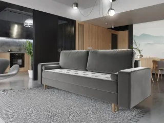 Sofa 3-Sitzer BELANO mit Schlaffunktion Hellgrau