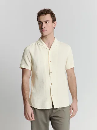 No Excess - Shirt Short Sleeve Revers Collar Solid Structure cement - Gr. - XXL