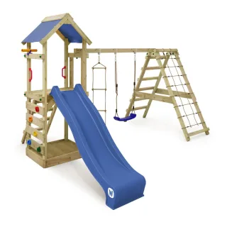 Wickey StarFlyer Spielturm - Abenteuer Spielgerüst für den Garten mit Rutsche und Kletternetz - Hochwertiger Kletterturm für Kinder von Wickey