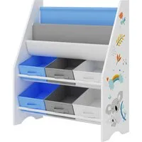 en.casa Kinderregal, »Ponteceso« Koala-Motiv 74 x 62 x 26,5 cm Weiß/Grau/Blau