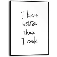 Reinders! Poster Cooking Kisses, Küche - Schwarz-Weiß - MDF - Sprüche - 30x40 cm