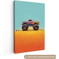 OneMillionCanvasses® Leinwandbild Monstertruck - Graffiti - Jungen - Auto, Fotodruck (1 St), Teenager Zimmer Bild, Jugendzimmer Deko, Kinder Wanddeko, 20x30 cm