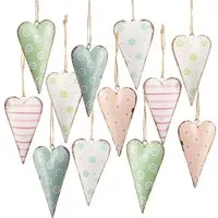 Logbuch-Verlag Dekofigur 12 Frühling Deko Herzen 8 cm Pastell rosa grün Hängedeko