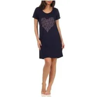 Normann Nachthemd Damen Nachthemd kurzarm Schlafshirt mit Herz Motiv