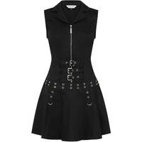 Banned Minikleid Astrid Goth Punk Skater Ösen Nieten Schnallen
