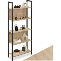 tectake Bücherregal Standregal, inklusive Kippschutz, 62 x 24 x 165,5 cm, Holzregal Westport 1-tlg., 5 Ebenen, 2 Rückwände, mit höhenverstellbaren Kunststofffüßen