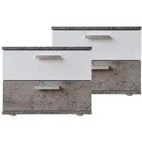 HTI-Living Nachtschrank Nachtschrank 2er Set Beton Weiß Nina (Set, 2-St., 2 Nachtschränke) Nachttisch Nachtkommode Nachtkonsole