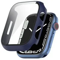 SmartUP Smartwatch-Hülle 2X Hülle für Apple Watch 7/8/9 41mm 45mm Case Display Tasche Schutz 9H, kompletter Rundumschutz