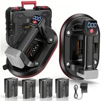 XIIW Saugheber 2X 24cm Elektrischer Fliesenheber Fliesen Marmor Akku LCD Plattenhebe, max. 260 kg Traglast, Auto-Nachsauge, 4X 3000mAh Akku, -], LCD Anzeige
