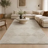 Vimoda Designteppich Kurzflor Teppich Boho 3D Hoch-Tief-Effekt, Rechteckig, Höhe: 12 mm, Teppich Wohnzimmer & Schlafzimmer