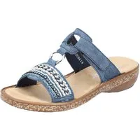 Rieker Pantolette Keilabsatz, Sommerschuh, Schlappen mit Pailetten- und Perlenbesatz