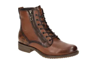 Tamaris Damen Stiefeletten 1-25211-43 in braun-cognac, bequeme Lace Up Boots