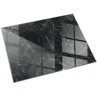 Tulup Bodenschutzplatte Schwarz Elegantes Marmormuster, Gehärtetem Glas für Kaminöfen