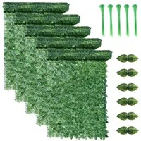 BlingBin Balkonsichtschutz Sichtschutzhecke Windschutz Efeu Sichtschutz Blätterzaun 1x3M (5 Stück, 5-St., 300x100cm) Kunsthecken-Sichtschutz, für Balkon und Terrasse