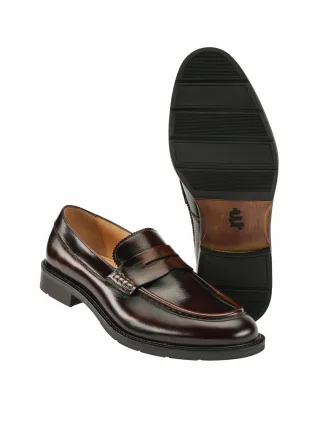 Mey & Edlich Herren Klassischer Penny-Loafer Braun Kalbleder