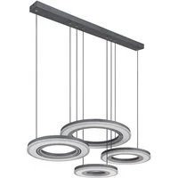 GLOBO LIGHTING LED Pendelleuchte, LED-Leuchtmittel fest verbaut, Warmweiß, Neutralweiß, Tageslichtweiß, Hängelampe Pendel Leuchte dimmbar LED Fernbedienung 4 Ringe anthrazit