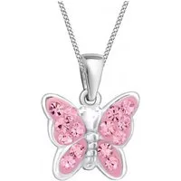 Goldene Hufeisen Kette mit Anhänger Mädchen Kinder mini klein Schmetterling Anhänger mit Kette 925 Silber (2-tlg, inkl. Etui), Kinderkette