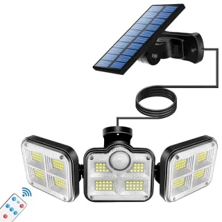 Elfeland 108/122/138/171 LED Solar Lights 3 Head Motion Sensor 270° Wide Angle Illumination Outdoor Waterproof Remote Co