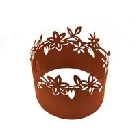 UNUS GARDEN Rasenkante Pflanzring Metall Rostoptik Blumenmotiv Ø 28 cm Garten, 1er Set - erweiterbar, Mähkante, Beetumrandung, Rasenkante 78 x 20 cm, robust