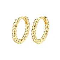 Dear Me Paar Creolen Ohrringe Gold 585 Damen Kugeln, Goldohrringe Echt Gold Massiv, Klappcreolen Glam 14 Karat Gold Erbs Design
