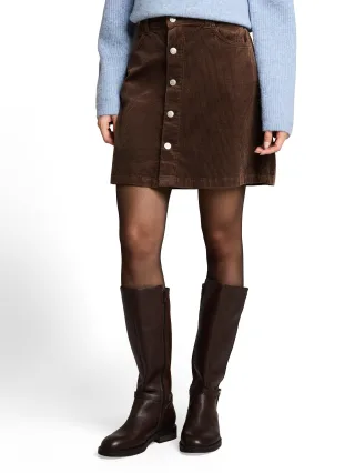 Denim Tom Tailor - Mini-Cordrock mit Knopfleiste cool dark brown - Gr. - M
