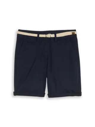 Tom Tailor - Chino Bermuda Shorts mit Gürtel blau - Gr. - 40