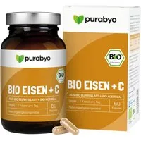Purabyo BIO Eisen plus C - Eisen aus Bio Curryblatt mit Bio Acerola C, im Glas Kapseln, 60 St., 54 g
