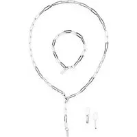 THIORA Schmuckset 'Island Links' Schmuckset Damen – Halskette, Armband, Ohrringe (Schmuckset, Bestehend aus Halskette, Armband und Ohrringen, Inkl. Schmuckbox), Wasserfest, Allergikerfreundlich, 18kt Vergoldung, Verstellbare Länge
